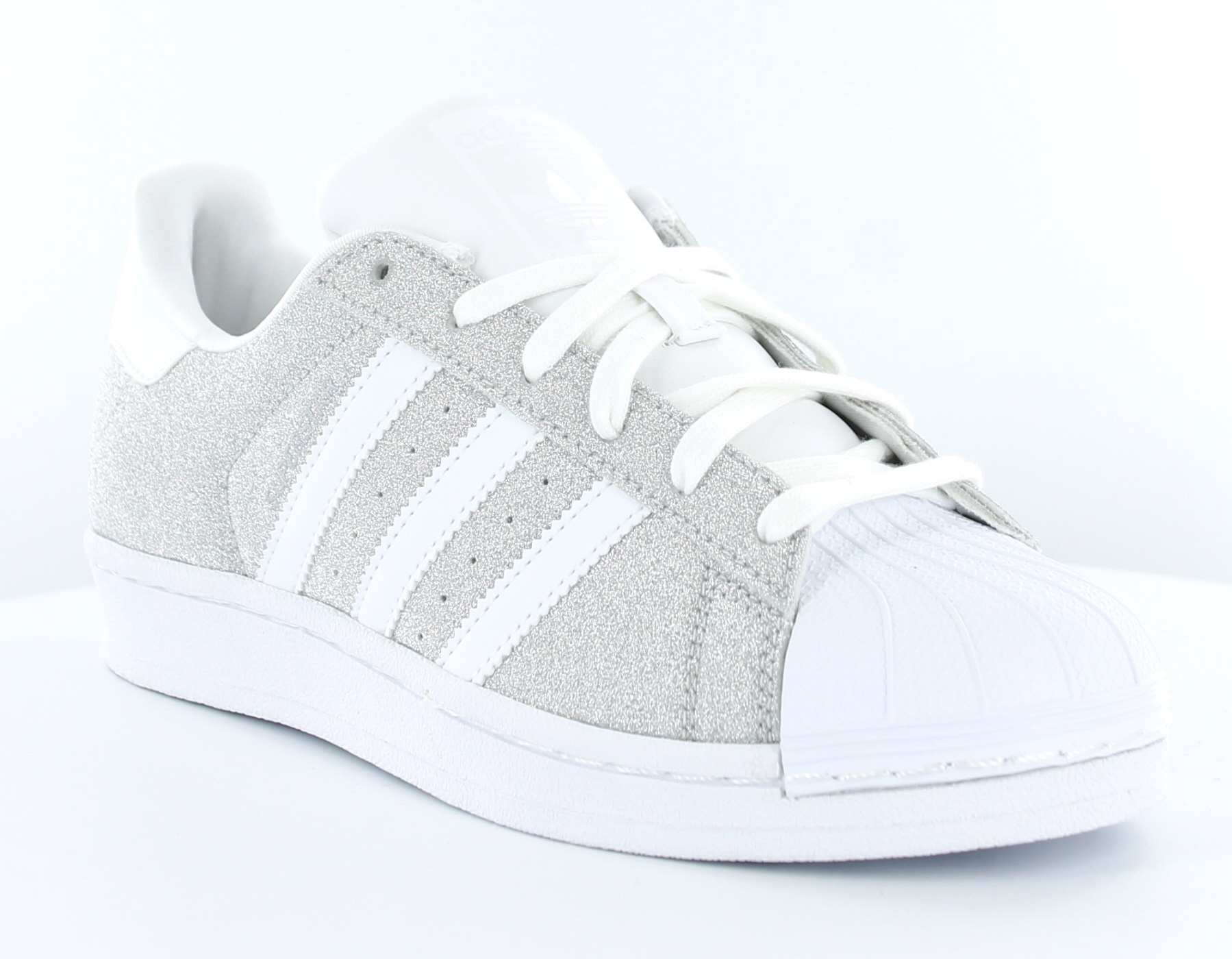 Superstar blanc top gris et or