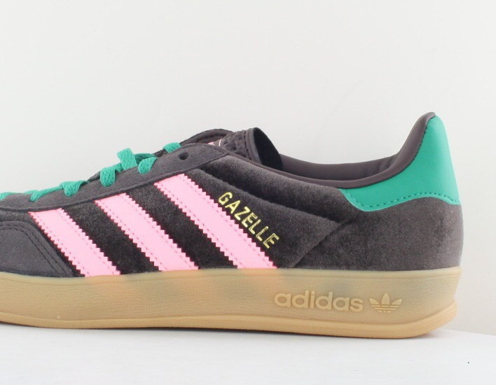 Adidas Gazelle indoor marron satin rose vert