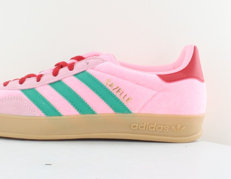 Adidas Gazelle indoor rose satin vert rouge