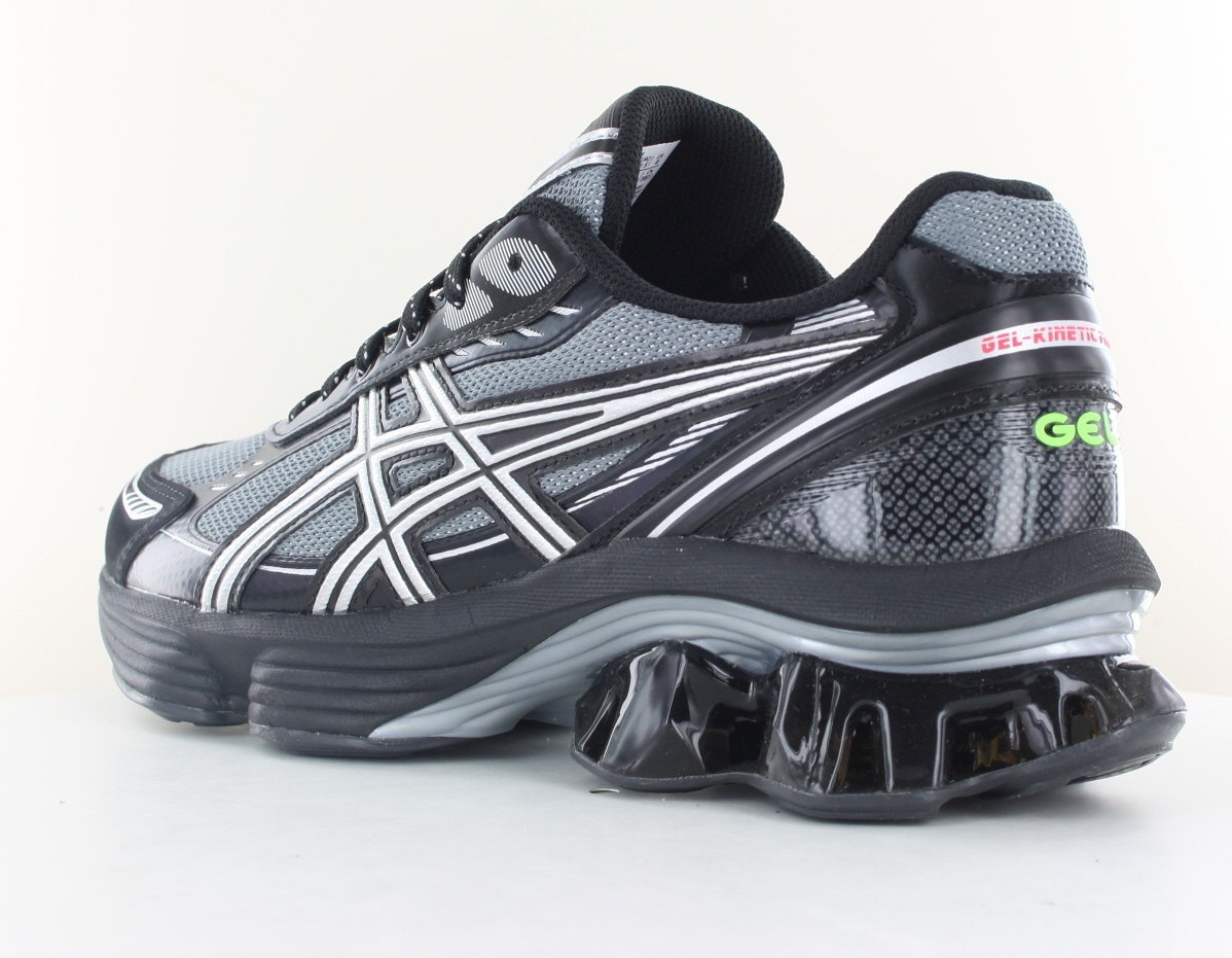 Asics Gel kinetic fluent noir gris argent vert fluo