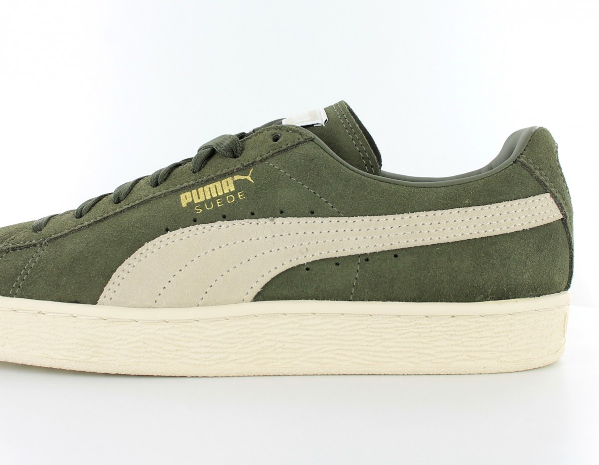 Puma Suede vert kaki blanc