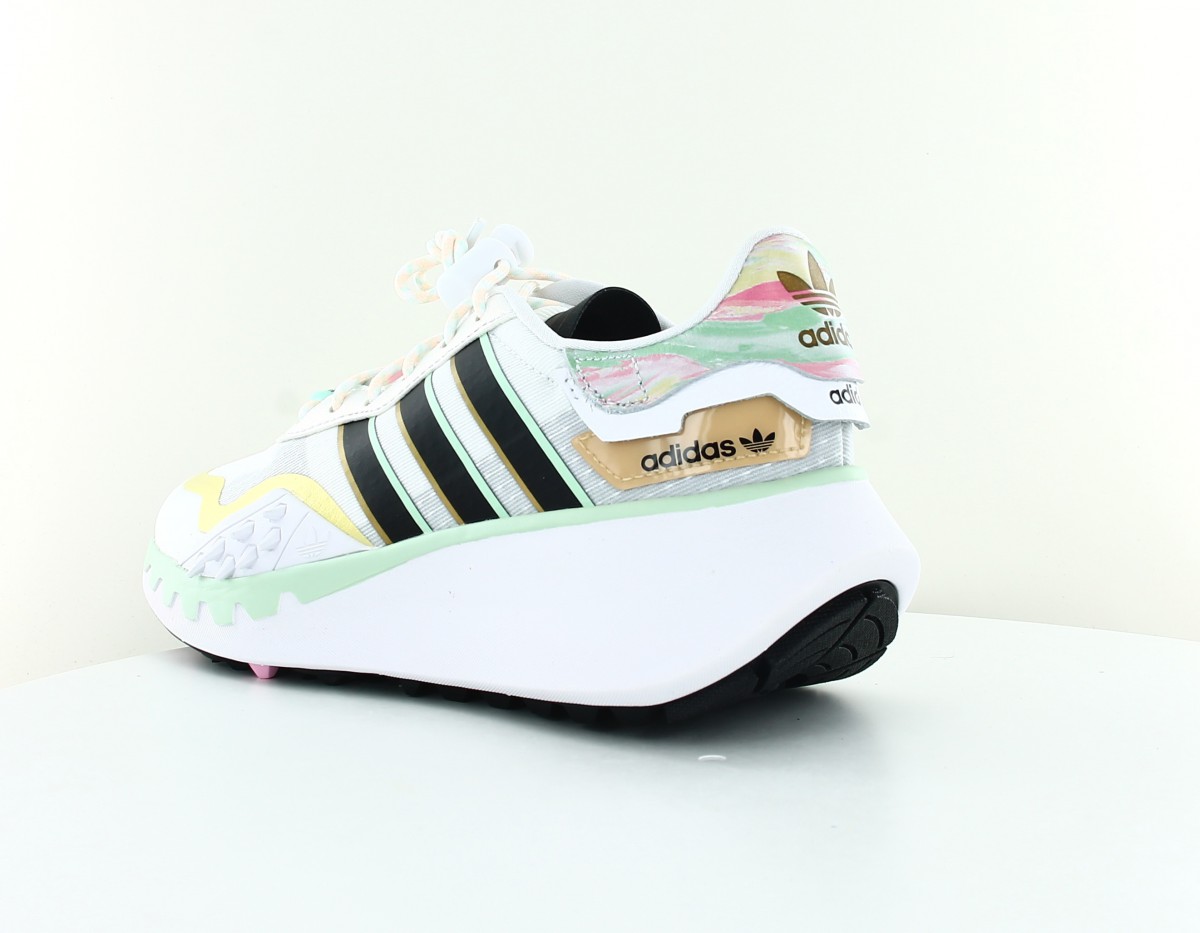 Adidas Choigo Blanc noir or vert pastel