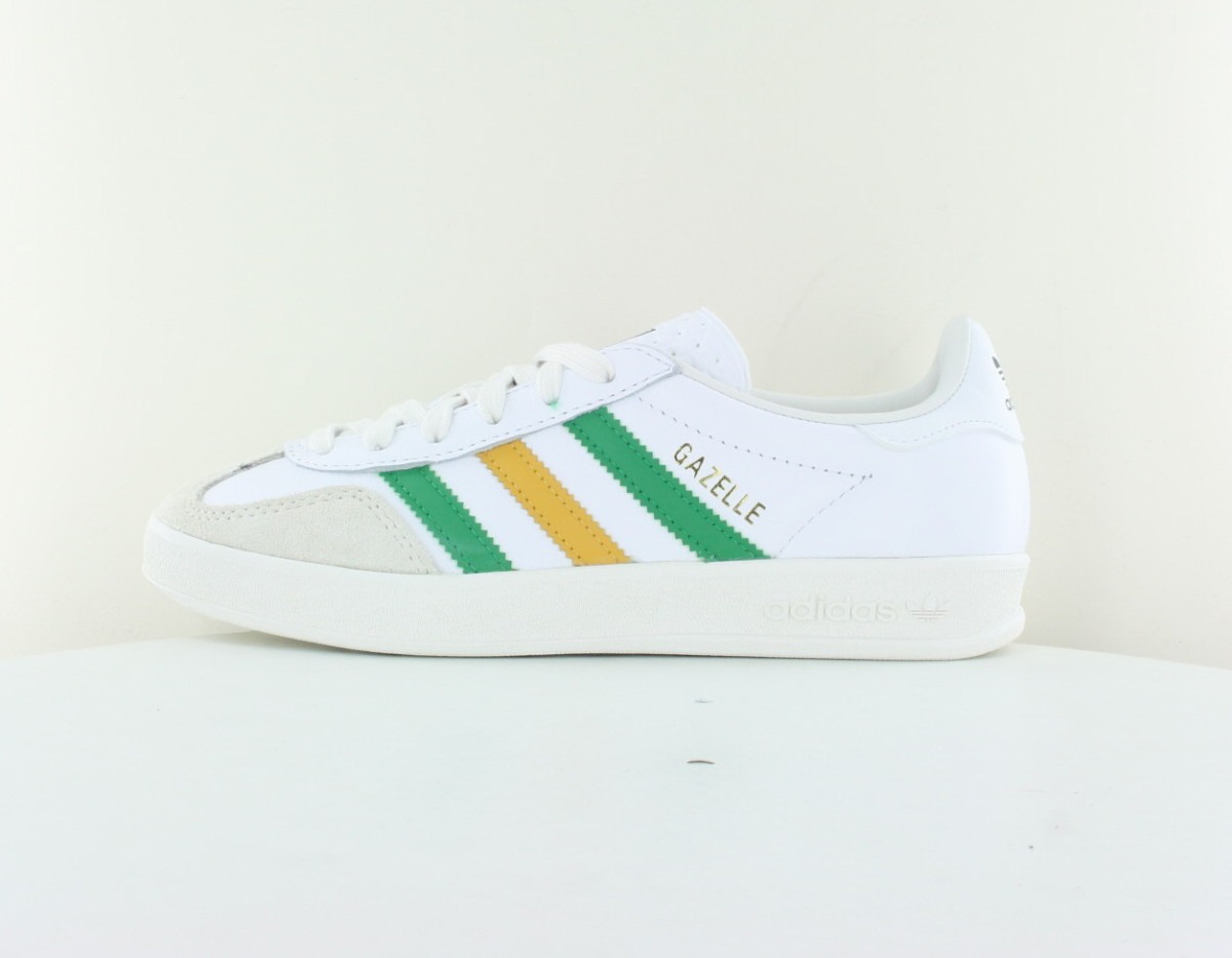 Adidas Gazelle indoor cuir blanc vert jaune