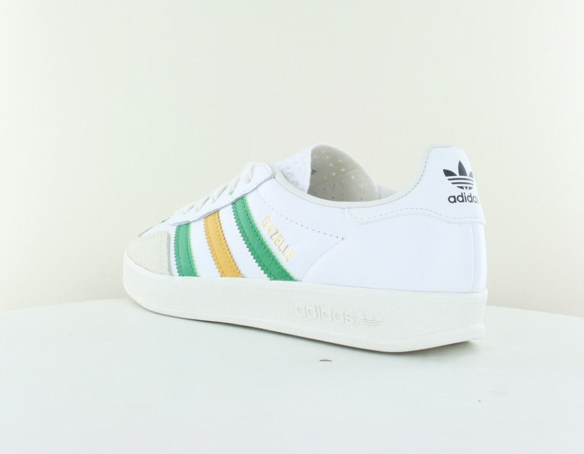 Adidas Gazelle indoor cuir blanc vert jaune