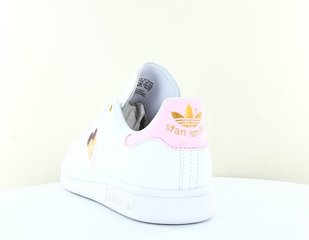 Adidas Stan smith triple coeur blanc or violet rose