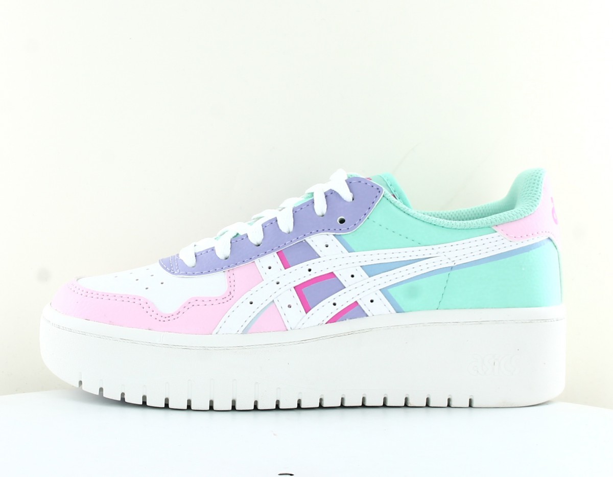 Asics Japan s plateforme blanc rose vert pale mauve