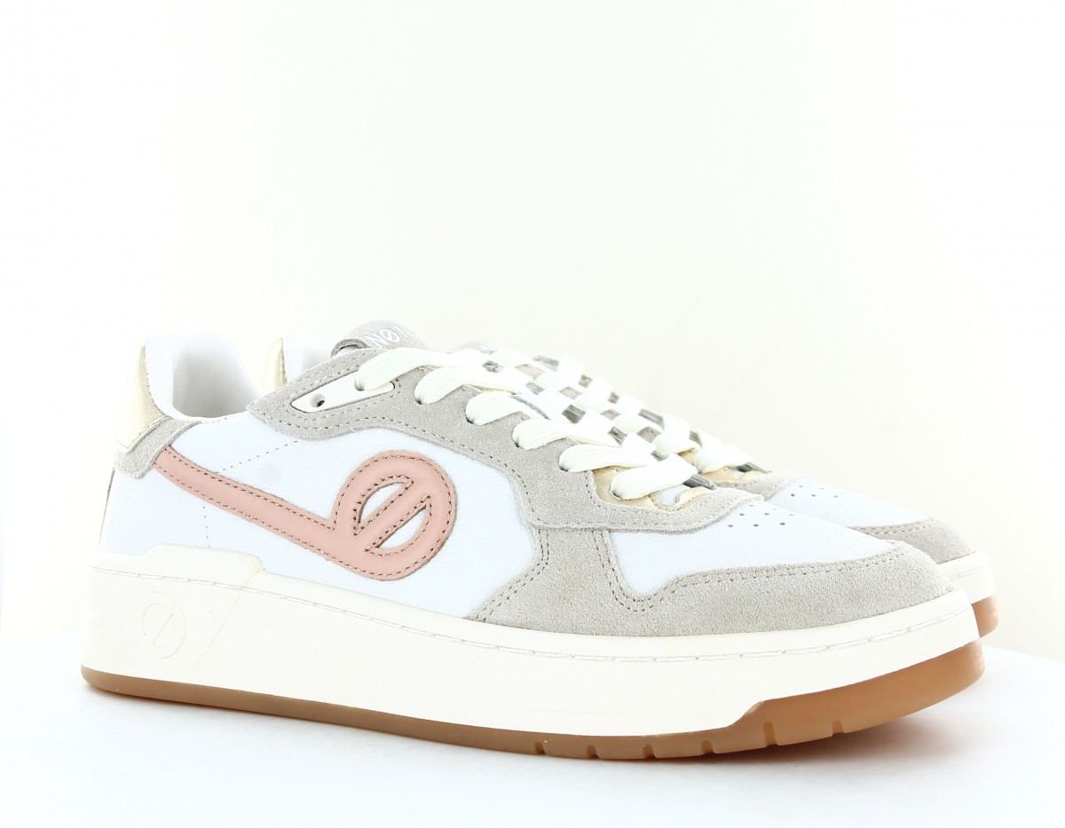 Noname Kelly sneaker blanc beige rose or