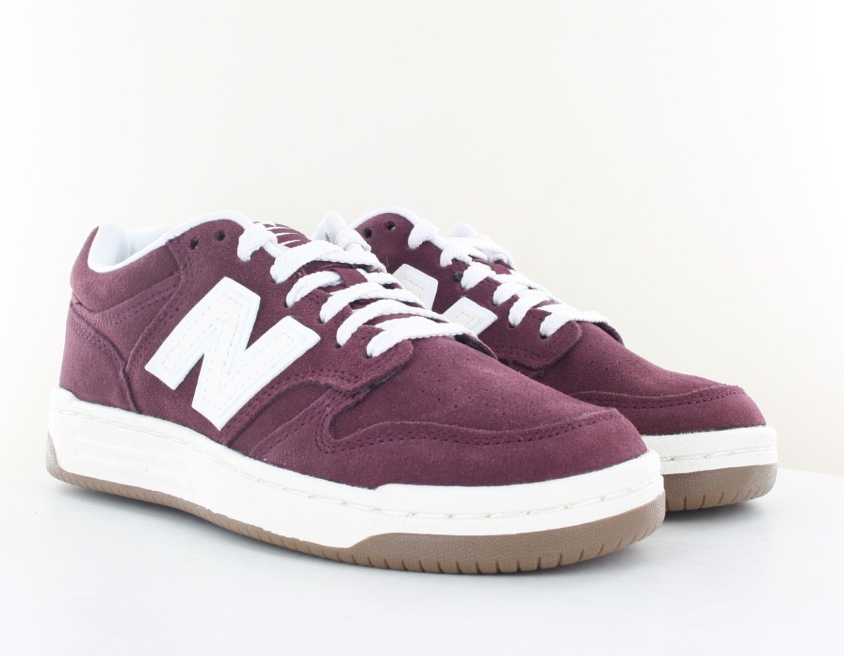 New Balance 480 suede bordeaux blanc gomme