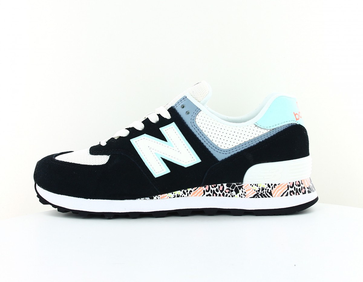 New Balance 574 femme noir beige bleu ciel print