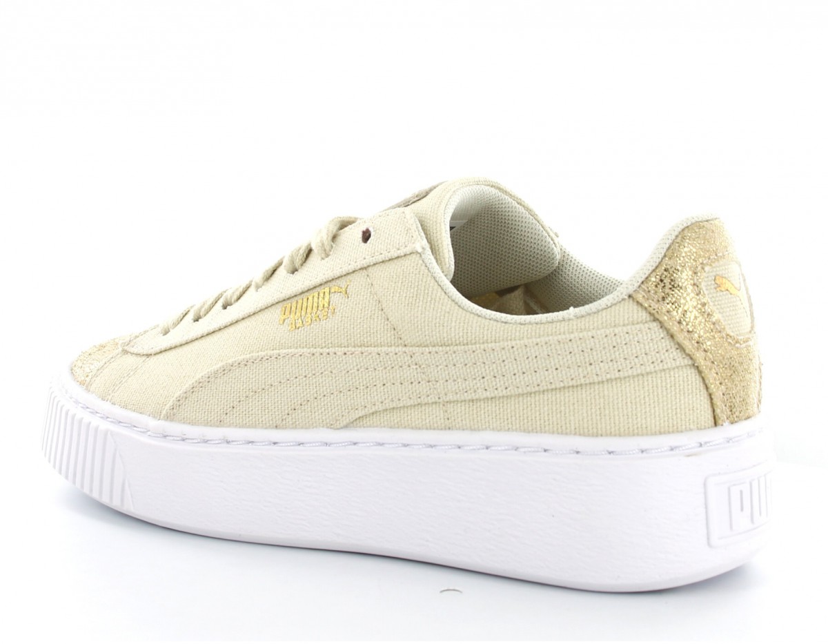 Puma Platform canvas paillette beige gold or