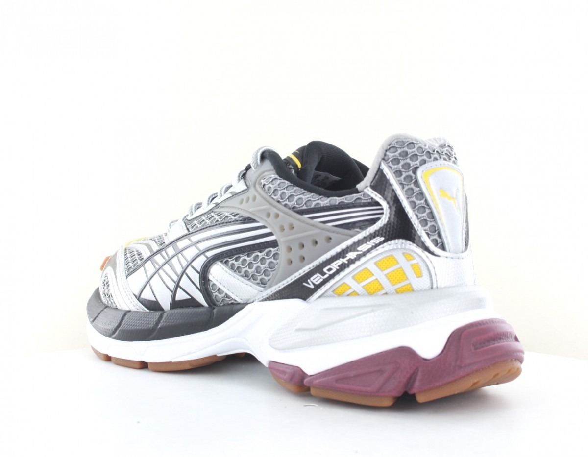 Puma Velophasis phased gris noir jaune bordeaux