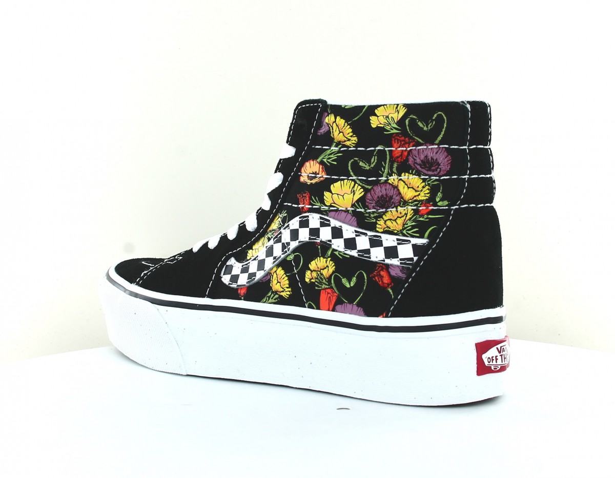 Vans SK8 hi plateforme poppy checkerboard noir-floral