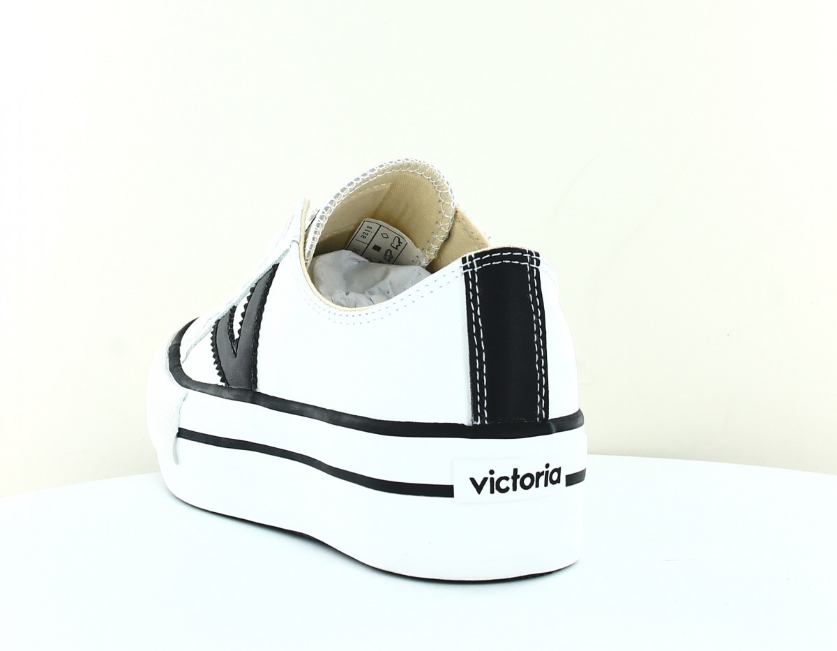 Victoria Tribu doble botin efecto piel basse blanc noir