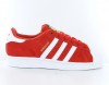 Adidas superstar suede femme ROUGE/BLANC