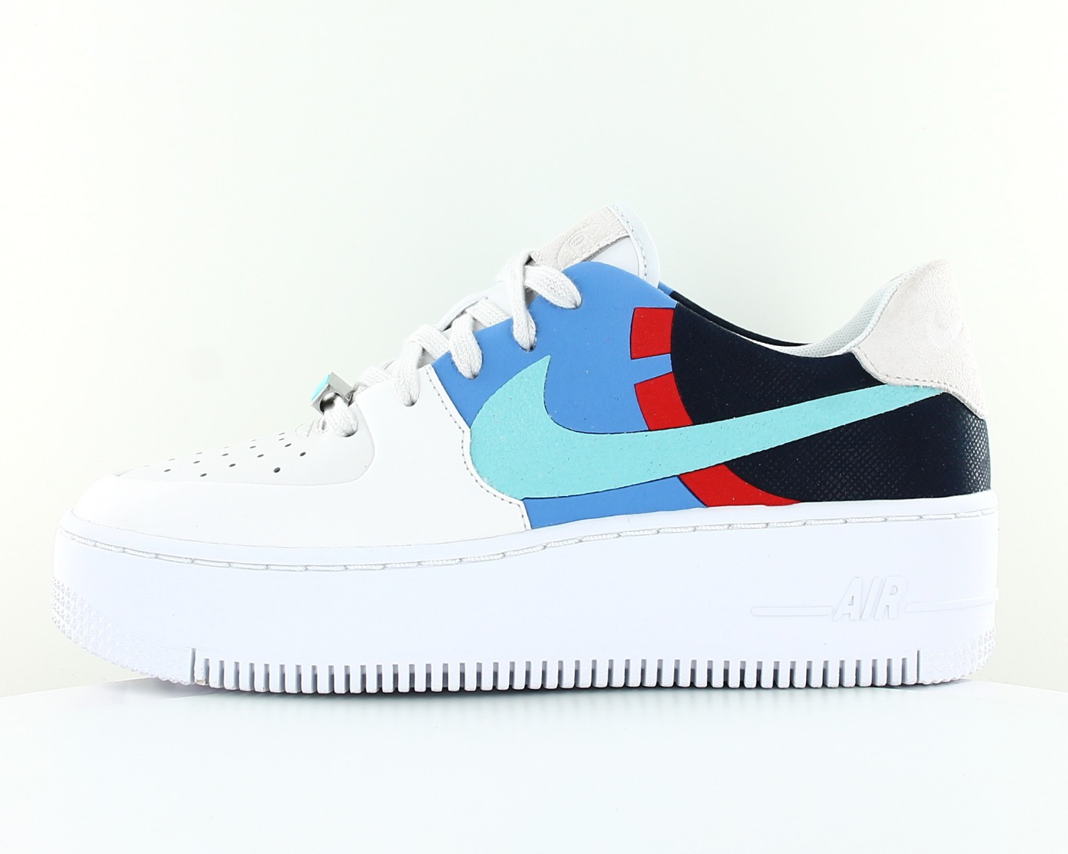 Nike Air force 1 sage low lx Blanc turquoise bleu rouge BV1976 002