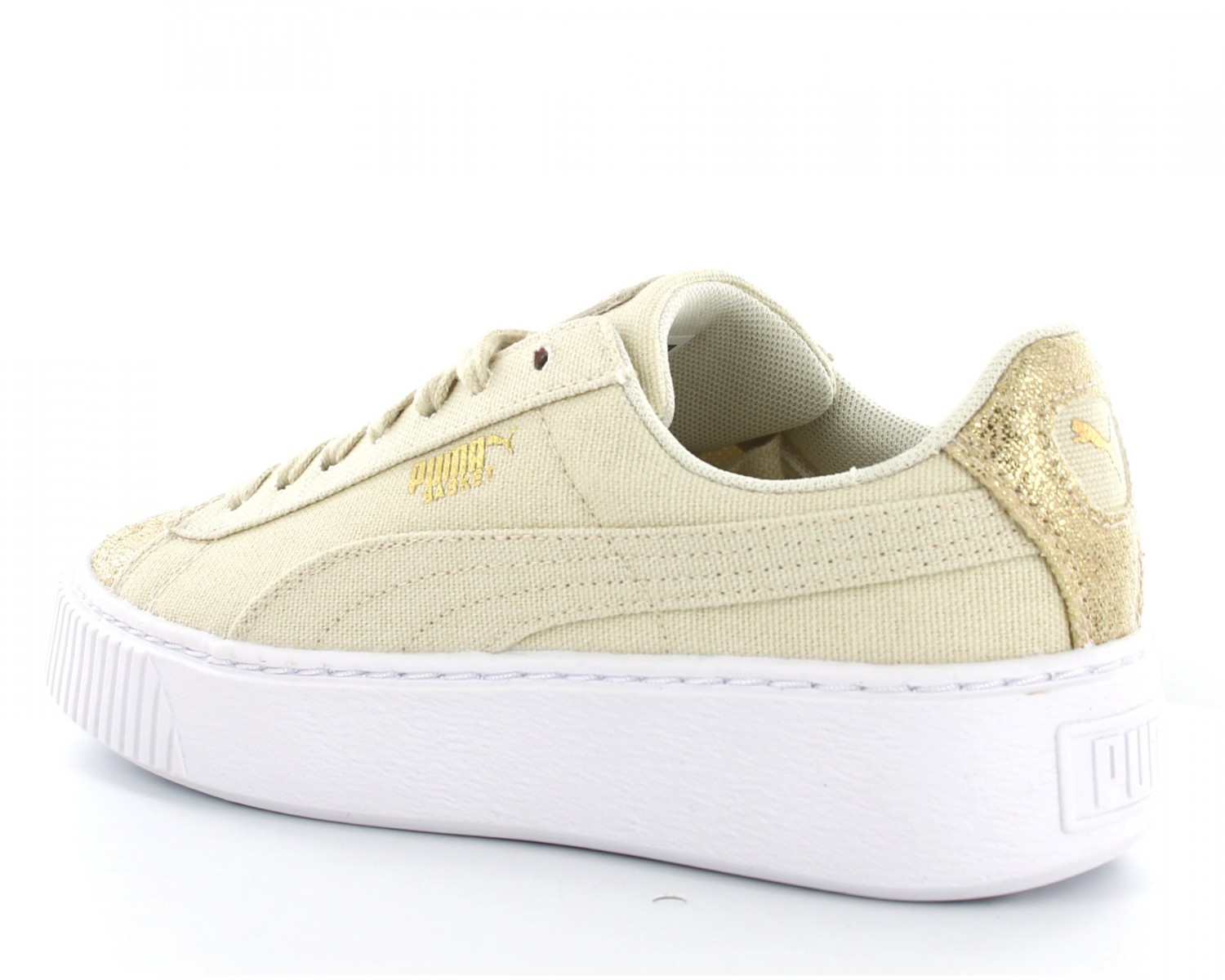 Puma Platform canvas paillette Beige gold or 366494 02