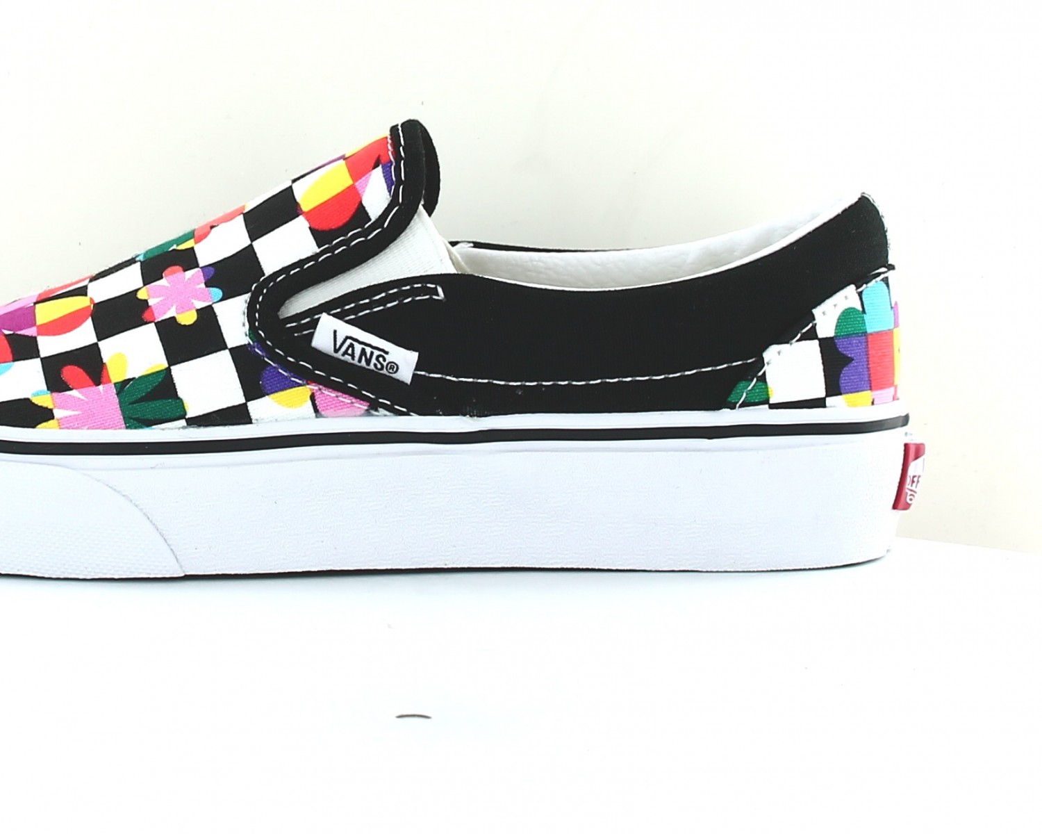 Vans Classic slip on floral checkboard Noir blanc floral